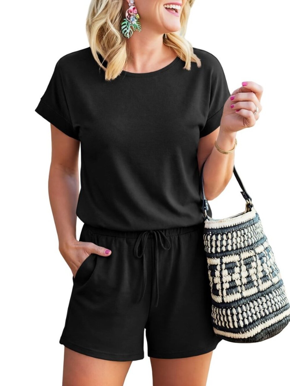 Rompers for Women Summer 2026 Casual Dressy One Piece Tshirt Short Pants